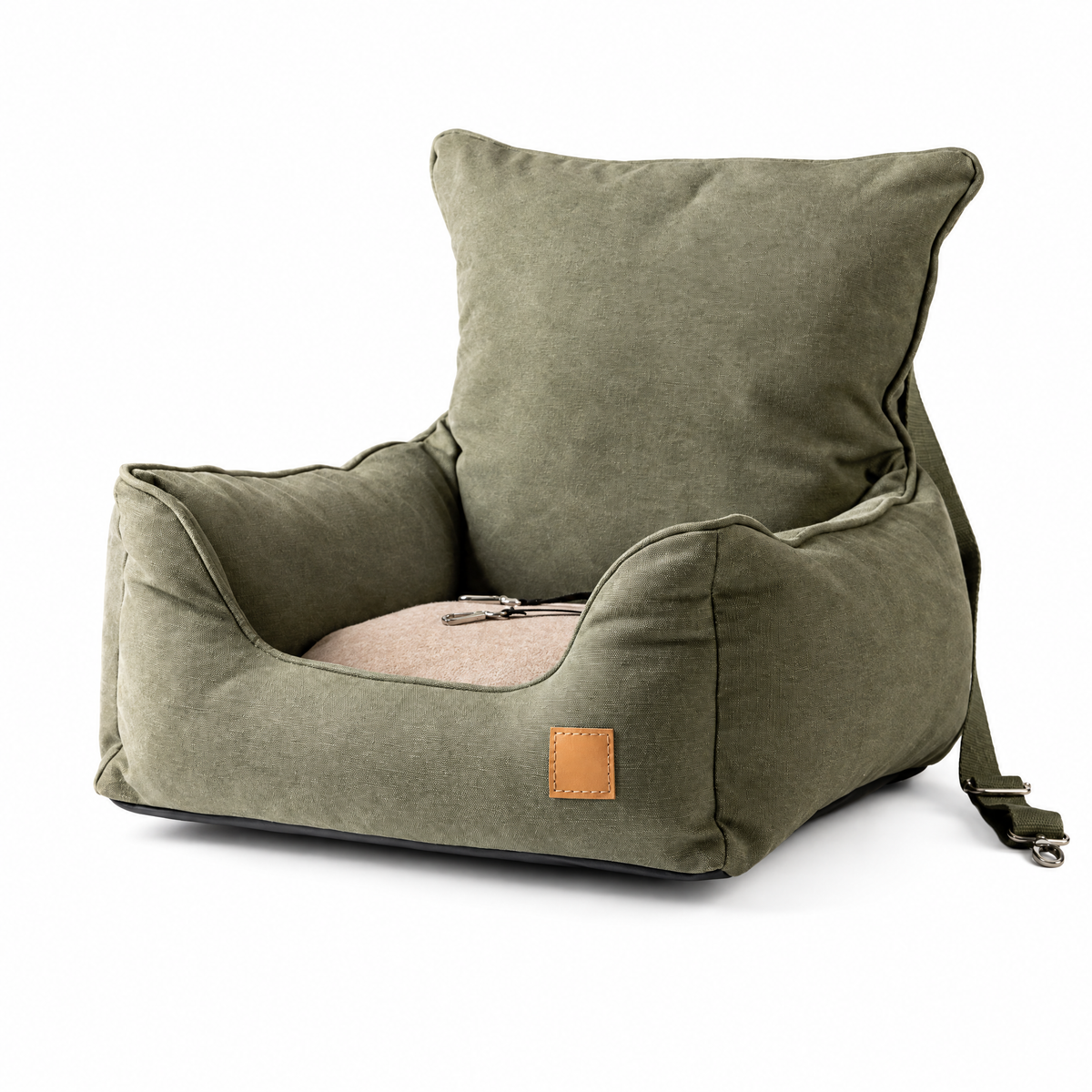 Ischia Autostoel Hondenmand Denim olive - pure white background